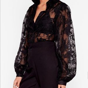 Lace Organza Embroidered Blouse